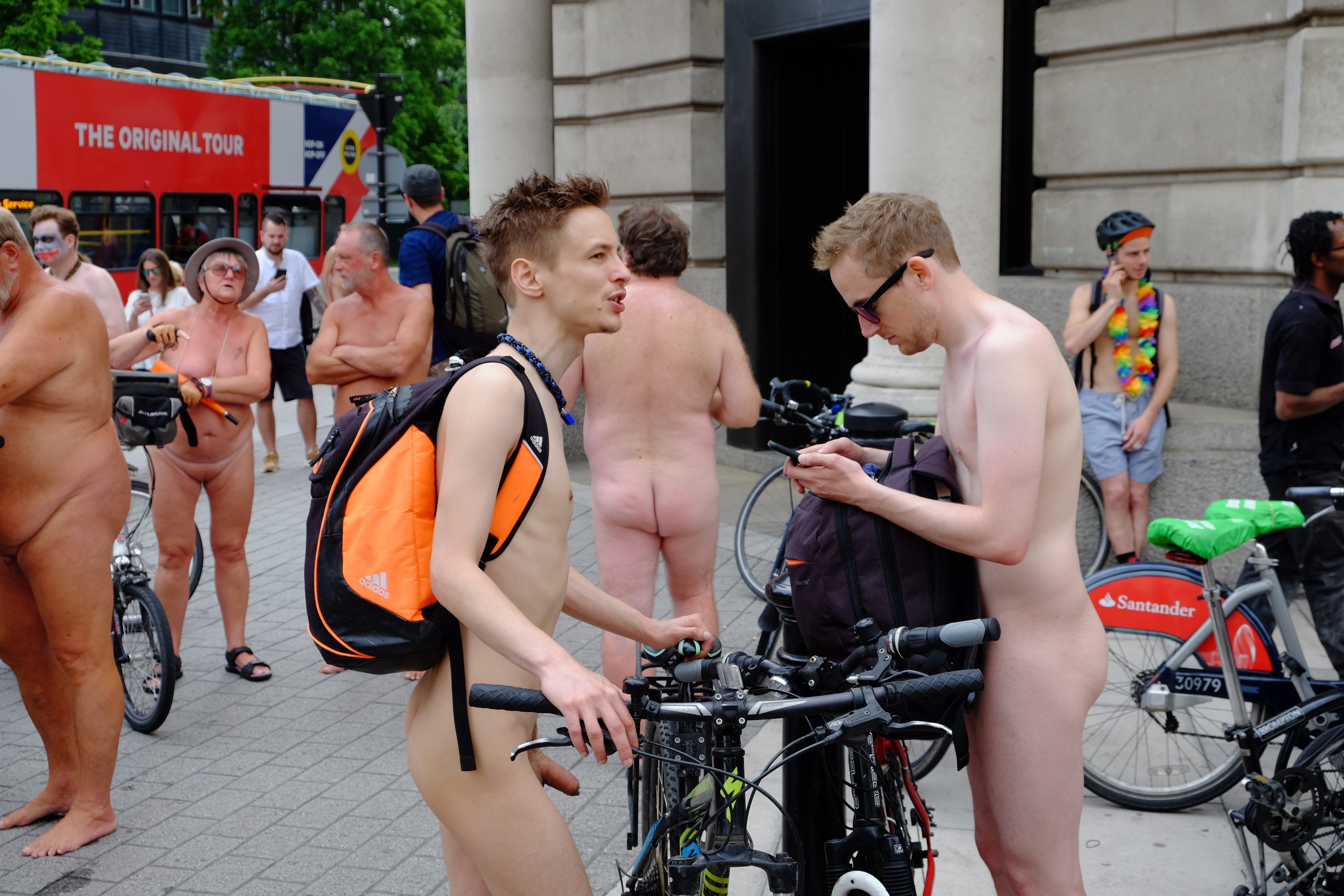Sexy nude boy in public